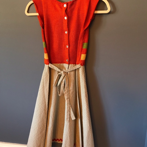 Knit and seersucker custom dress, size 8 girls - Picture 3 of 6